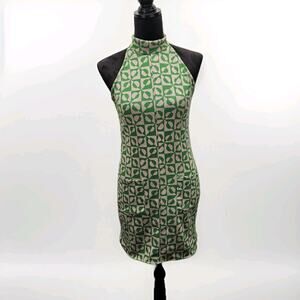 River Island Chelsea Girl Womens Stretch Shift Dress US 6 Green Mod Psychedelic